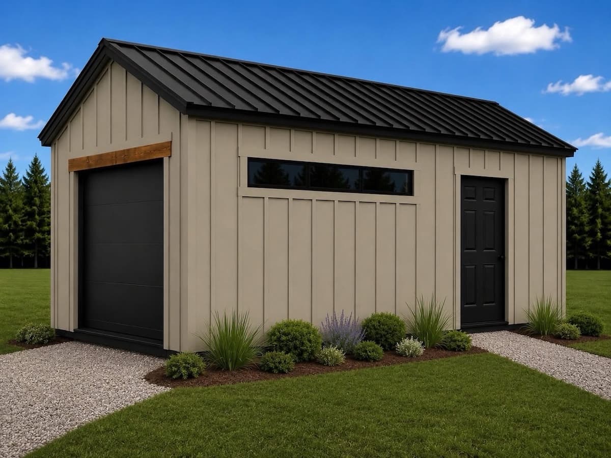 Representative photo of a Silverwood lofted barn with a barn-style roof and loft storage
